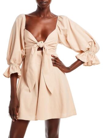ZIMMERMANN - Flared Silk Blend Linen Short Dress