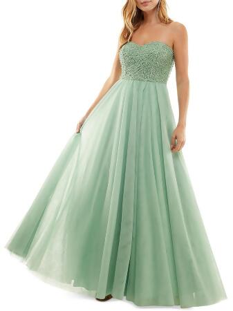 TLC Say Yes To The Prom Womens Juniors Beaded Lace Up Evening Dress