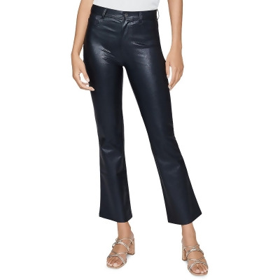 Paige Womens Claudine Faux Leather Flare Ankle Jeans 