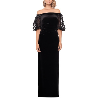 Xscape Womens Velvet Off-The-Shoulder Evening Dress 