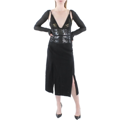 Victoria Beckham Womens Merino Wool Sequined Evening Dress 