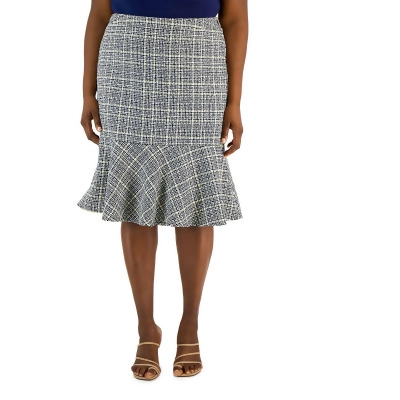 Kasper Womens Plus Tweed Flounce A-Line Skirt 