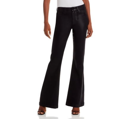 Paige Womens Genevieve Mid-Rise Coated Flare Jeans 