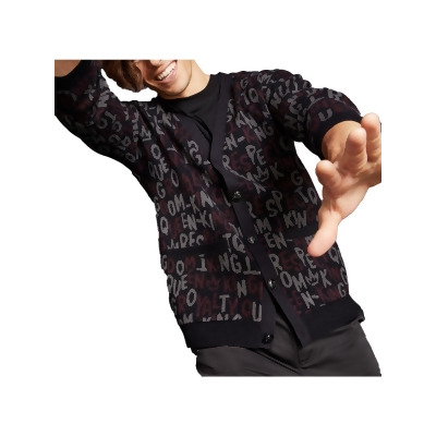 Royalty By Maluma Mens Printed V-Neck Cardigan Sweater 