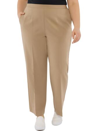 Alfred Dunner Womens Plus Flat Front Tapered Trouser Pants