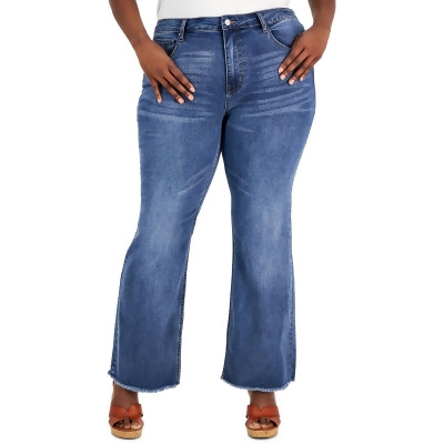 Tinseltown Womens Plus High Rise Stretch Flare Jeans 
