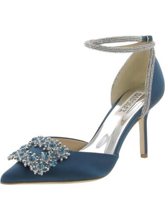Badgley Mischka Womens Saint Satin Pointed Toe Ankle Strap
