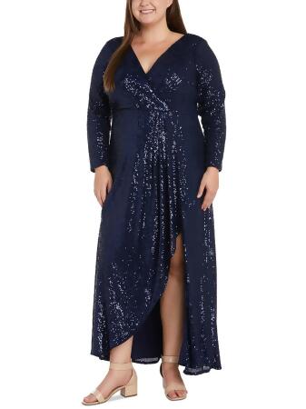 Nightway plus size deals sequined mesh gown