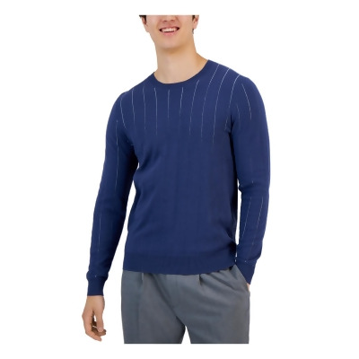 Alfani Mens Cotton Striped Crewneck Sweater 