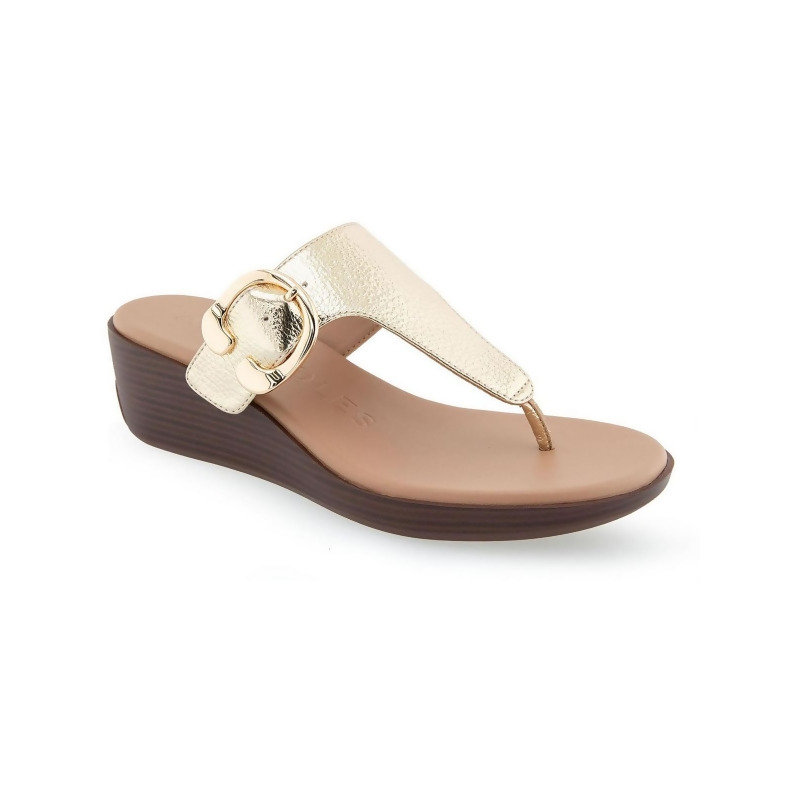 Aerosoles Izola Wedge Sandal Women s Soft Gold Size 6 Sandals