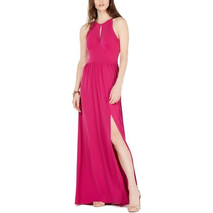 michael kors georgette pleated halter dress