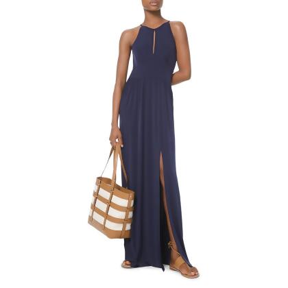 michael kors georgette pleated halter dress