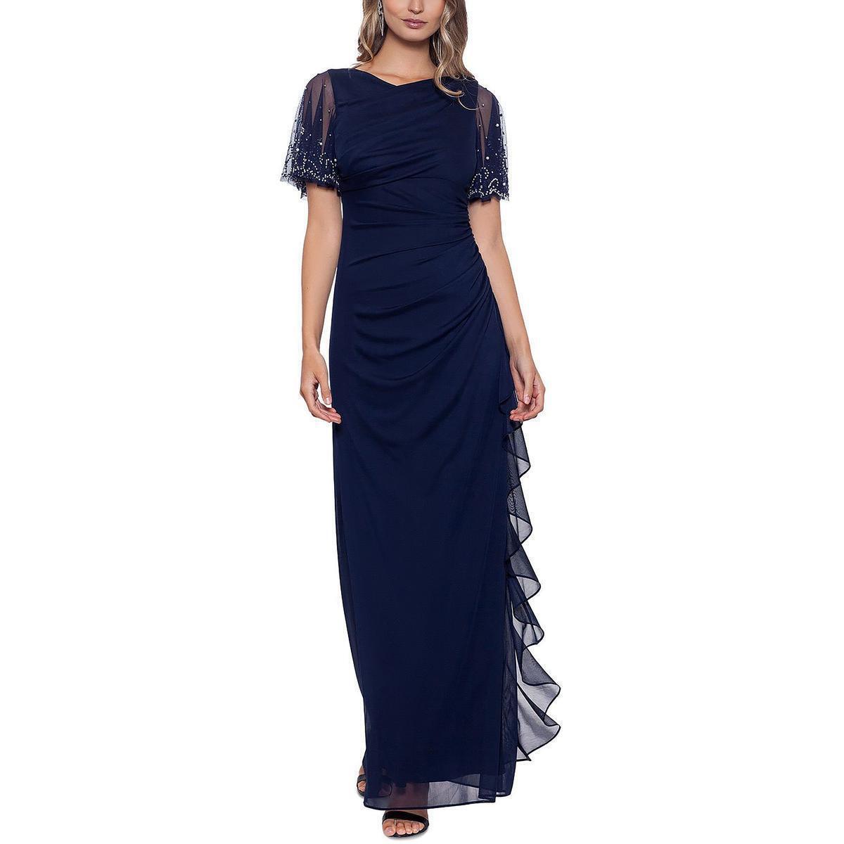 B&A by Betsy and Adam Womens Embellished Cascade Evening Dress alternate image