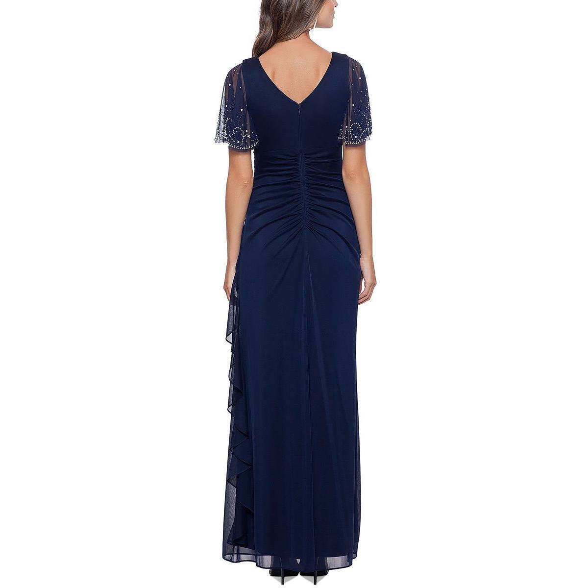 B&A by Betsy and Adam Womens Embellished Cascade Evening Dress alternate image