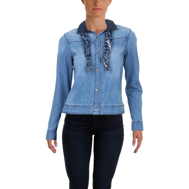 women's snap front denim shirt
