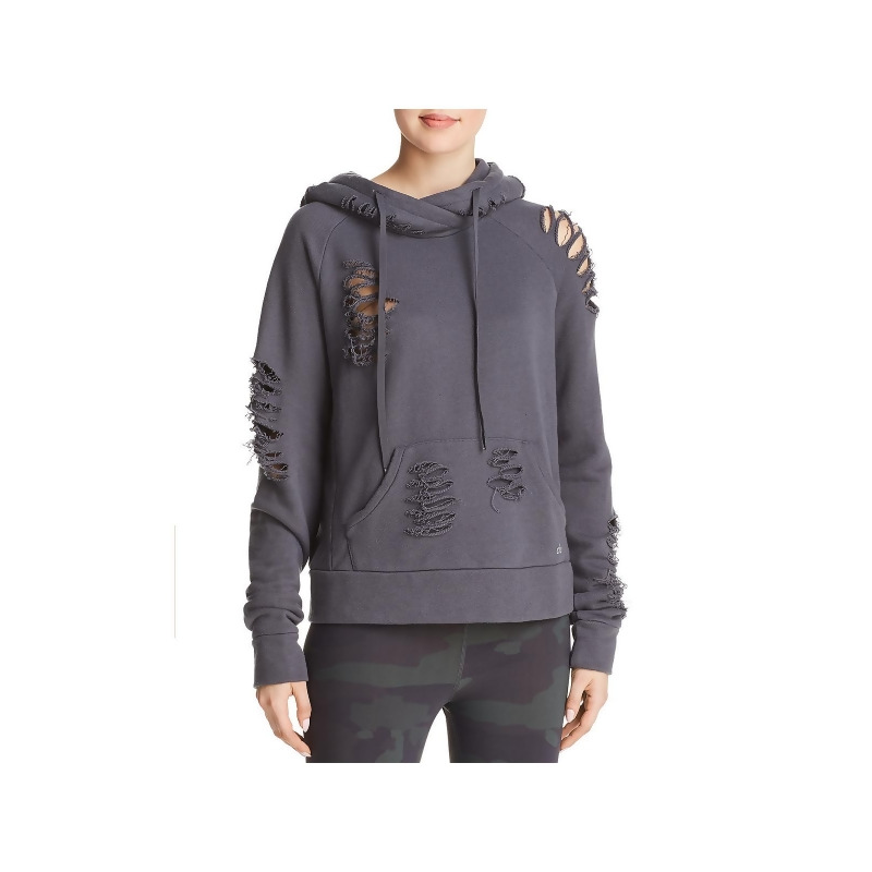 alo yoga distressed hooded sweatshirt