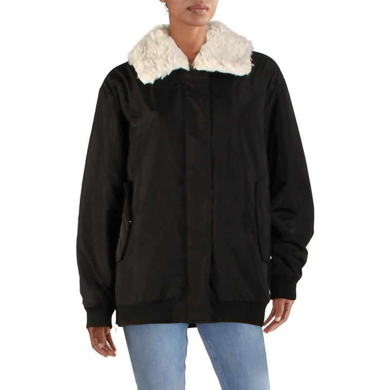 French Connection Womens Faux Fur Trim Cold Weather Bomber ...