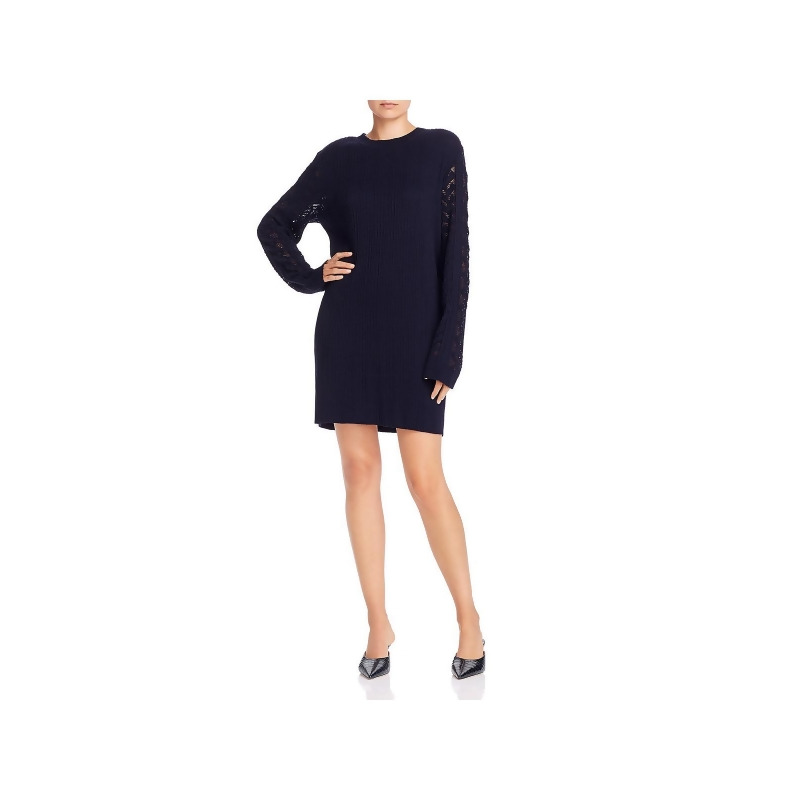 ribbed lace trim mini dress