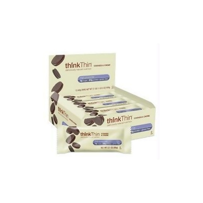 Think B59194 Thinkthin Protein Bar Gluten Free Cookies And Cream -10x2.1oz 