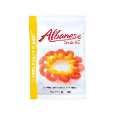 Albanese 9437237 7 oz Rings Peach Gummi Candy - pack of 12 