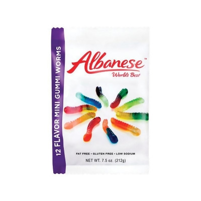 Albanese 9437211 7.5 oz Mini Worms 12 Flavors Gummi Candy - pack of 12 