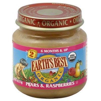 Earths Best Baby Foods BG12461 Earths Best Baby Foods Baby Pear-RaspBerry - 12x4OZ 