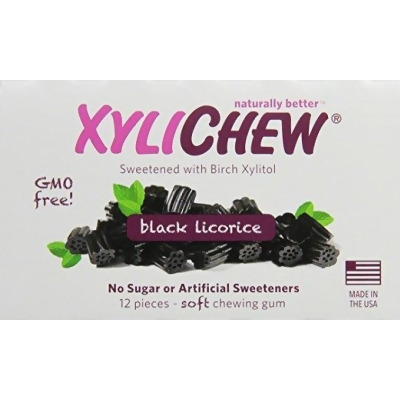 Xylichew 1556026 Black Licorice Counter Display Chewing Gum - 12 Pieces 