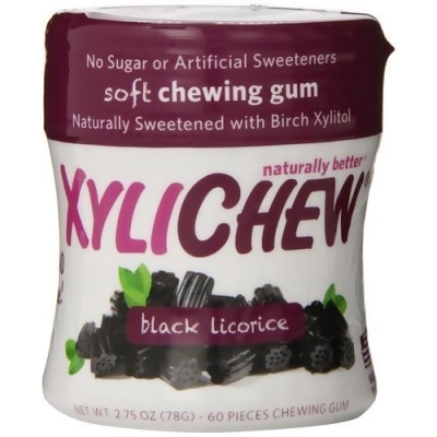 Xylichew 1534213 Black Licorice Gum Jar - 60 Pieces 