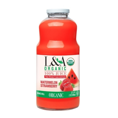 L & A Juice KHFM00299977 Organic Watermelon Strawberry Juice - 32 oz 