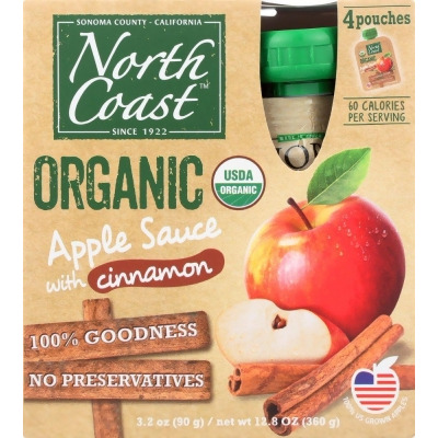 North Coast 281810 4 Poches Cinnamon Organic Apple Sauce 