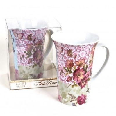 Hi-Line Gift FMUG-R106 Porcelain Tall Mug in Gift Box QuiltTea Time 