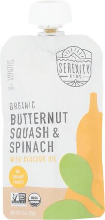 Serenity Kids KHFM00336428 3.5 oz Organic Butternut Squash Spinach Baby Food 