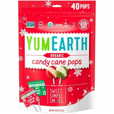 Yumearth 226428 Organic Candy Cane Pops, Wild Peppermint 
