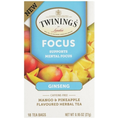 Twining Tea KHLV00340275 Mango & Pineapple Ginseng Focus Tea - 18 Bag 