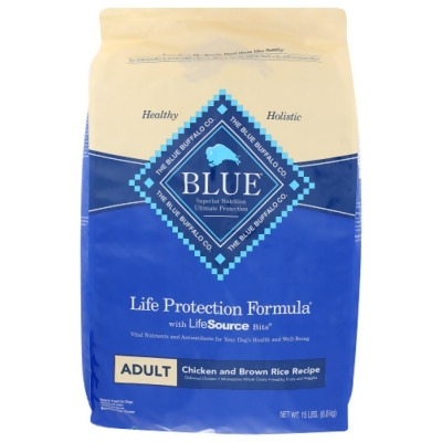Blue Buffalo KHCH00345088 15 lbs Life Protection Formula Adult Chicken & Brown Rice Recipe Dog Food 