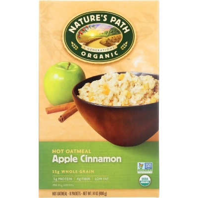 Natures Path KHFM00650671 14 oz Organic Instant Hot Oatmeal Apple Cinnamon Cereal - 8 Packets 