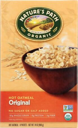 Natures Path KHFM00653212 14 oz Organic Instant Hot Oatmeal Original Cereal - 8 Packets 
