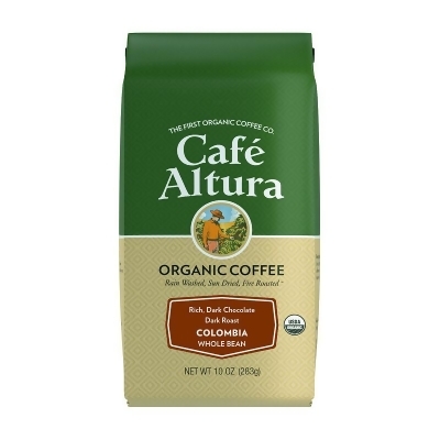 Cafe Altura 352570 10 oz Colombian Dark Roast Whole Bean Organic Coffee 