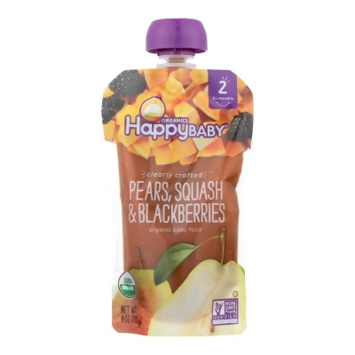 Happy Baby 1797083 4 oz Clearly Crafted Pears Baby Food - Squash & Blackberries 