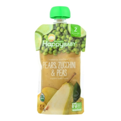 Happy Baby 1797216 4 oz Clearly Crafted Pears Baby Food - Zucchini & Peas 