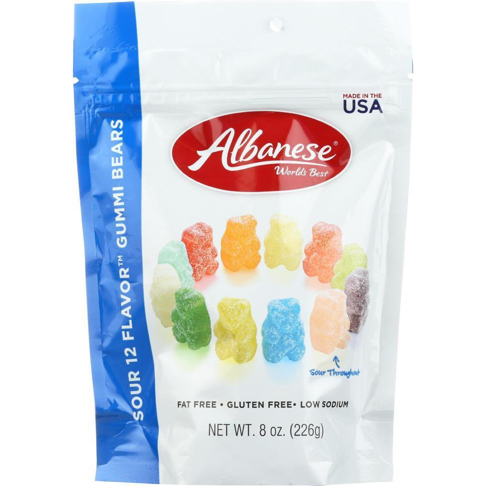 Albanese KHLV00297611 8 oz 12 Variety Flavors Sour Gummi Bear Bag