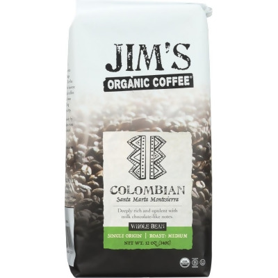 Jims Organic Coffee KHFM00299511 12 oz Colombian Whole Beans 