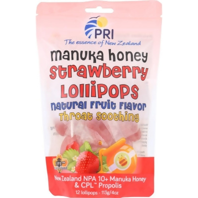 Pacific Resources International KHFM00352112 Lollipop Manuka Honey Strawberry - 12 Count 