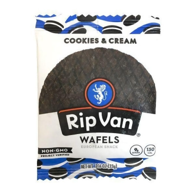 Rip Van Wafels 223761 1.16 oz Single Cookies & Cream Wafel 