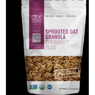 One Degree Organic Foods 1829126 Sprouted Oat - Cinnamon Flax Granola, 11 oz 