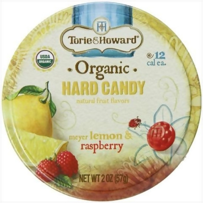 Torie & Howard 2 Ounce Organic Hard Candy Lemon And Raspberry 