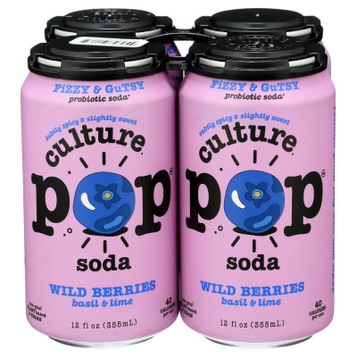 Culture Pop KHRM00375463 48 fl oz Probiotic Wild Berry Soda - Pack of 4 