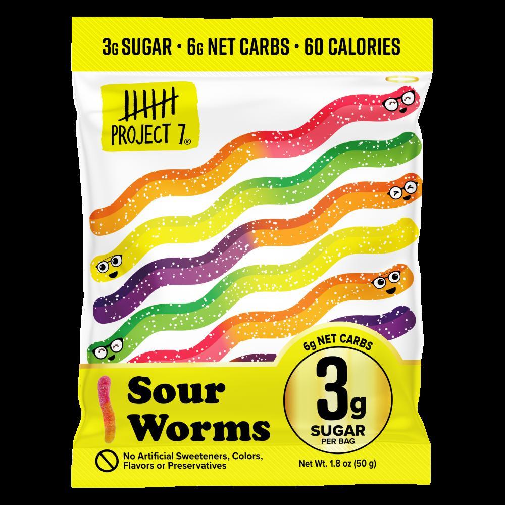 Project 7 KHRM00385942 1.8 oz Sour Low Sugar Worms Gummy