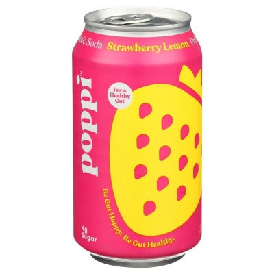 Poppi KHRM00316618 12 fl oz Probiotic Strawberry Lemonade Drink 
