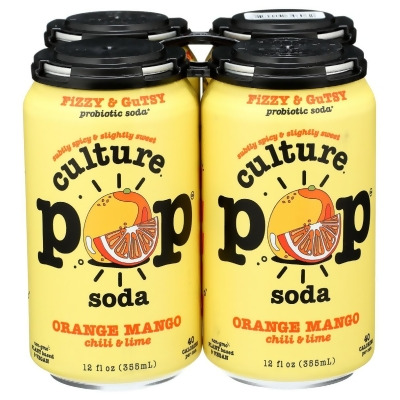 Culture Pop KHRM00375464 48 fl oz Probiotic Orange Mango Soda - Pack of 4 